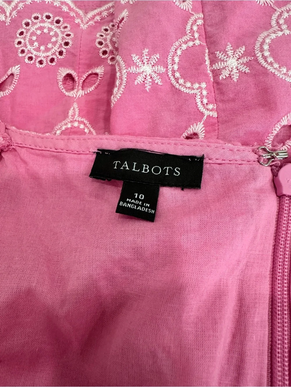 Talbots short sleeve Women’s Pink Eyelet Shift Dress Sz 10 - Picture 5 of 5